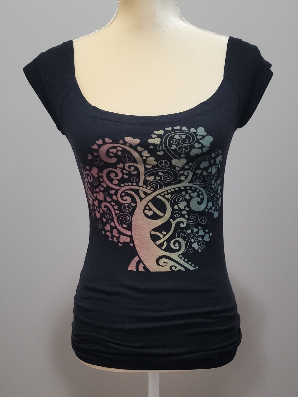 Vintage Y2K East Way Whimsygoth Plant More Trees Cap Sleeve Baby Tee Small